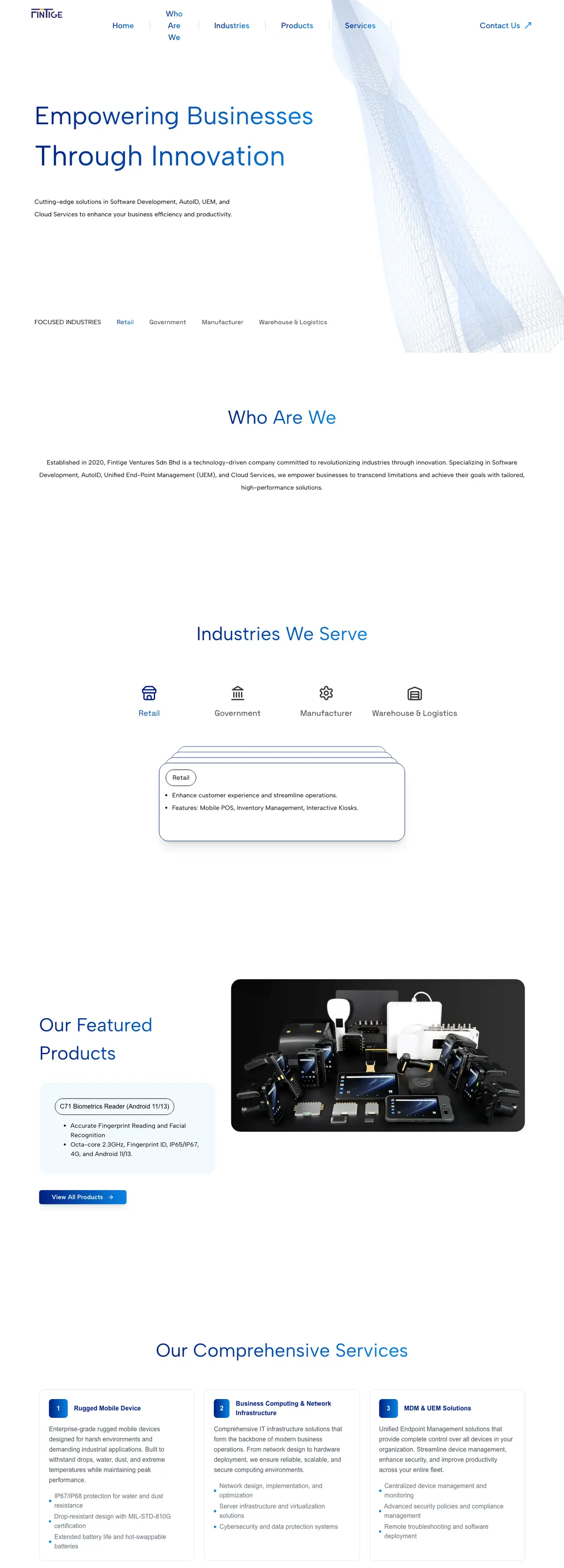 Fintige website, captured from the live site