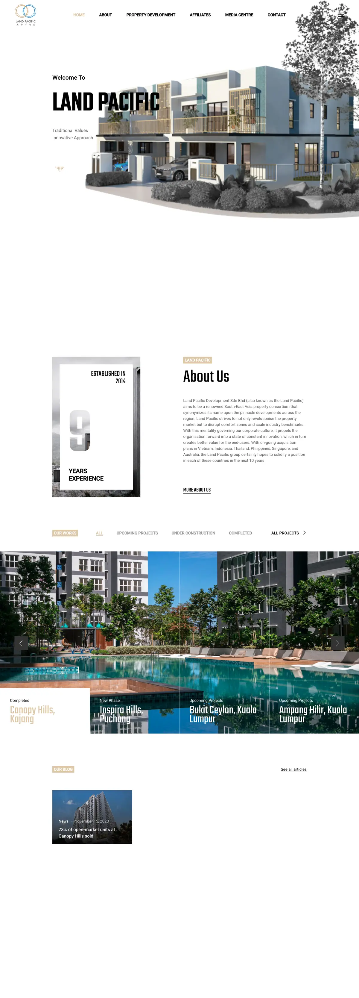 Land Pacific Group website, captured from the live site