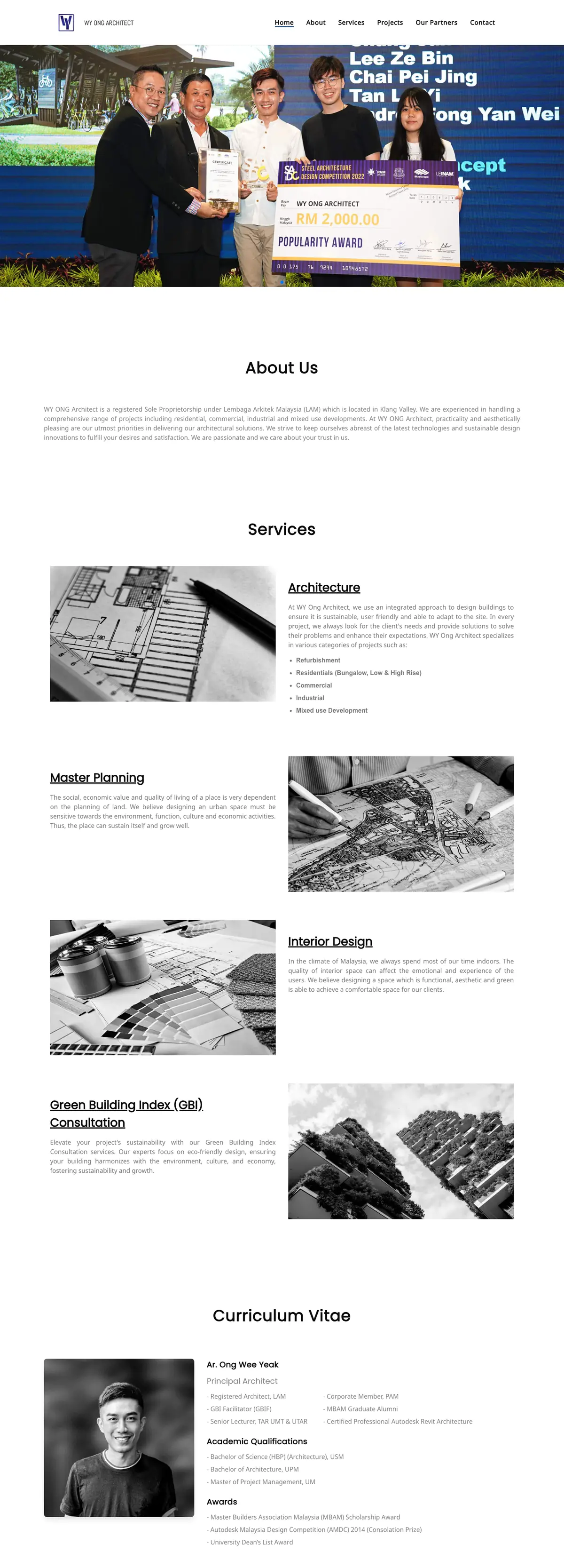 WY Ong Architect website, captured from the live site